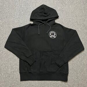 Vintage Champion Reverse Weave Black Graphic Hoodie Sweatshirt Mens Medium